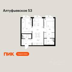 ЖК «Алтуфьевское 53», планировка 2-комнатной квартиры, 58.80 м²