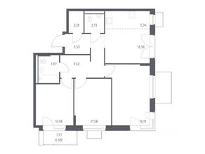 ЖК «Квартал Западный», планировка 3-комнатной квартиры, 76.19 м²