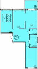 МЖК «Образцовый квартал 16», планировка 3-комнатной квартиры, 84.36 м²