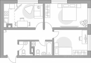 ЖК «Тринити-3», планировка 3-комнатной квартиры, 61.20 м²