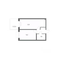 ЖК «Парусная 1», планировка 1-комнатной квартиры, 47.40 м²