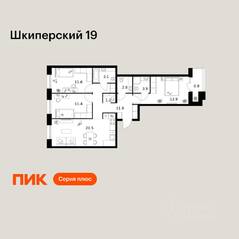 ЖК «Шкиперский 19», планировка 3-комнатной квартиры, 81.20 м²