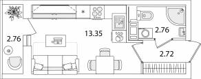 ЖК «Кинопарк», планировка студии, 20.21 м²