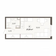 ЖК «Знатный», планировка студии, 27.29 м²
