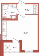 ЖК «Патио», планировка студии, 28.21 м²
