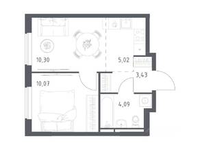 ЖК «Мытищи Парк», планировка 1-комнатной квартиры, 32.91 м²