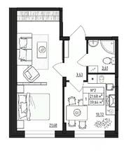 МЖК «Верево-Сити», планировка 1-комнатной квартиры, 39.80 м²