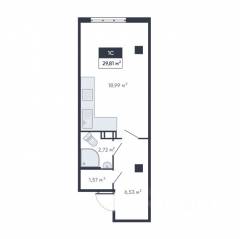 ЖК «Ромашки», планировка студии, 29.30 м²