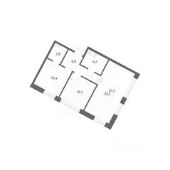 ЖК «NEWПИТЕР», планировка 2-комнатной квартиры, 54.66 м²