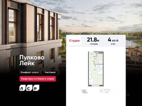 МЖК «Пулково Lake», планировка студии, 21.80 м²