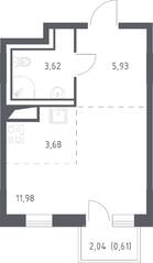 ЖК «Квартал Лаголово», планировка студии, 25.82 м²