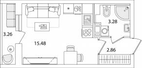 ЖК «Кинопарк», планировка студии, 23.25 м²