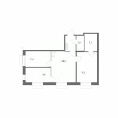 ЖК «Парусная 1», планировка 3-комнатной квартиры, 70.70 м²