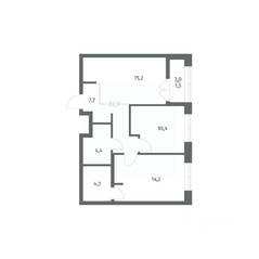 ЖК «NEWПИТЕР», планировка 2-комнатной квартиры, 57.80 м²