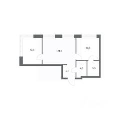 ЖК «NEWПИТЕР», планировка 2-комнатной квартиры, 58.27 м²