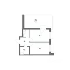 ЖК «Парусная 1», планировка 1-комнатной квартиры, 47.70 м²