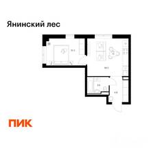 ЖК «Янинский лес», планировка 1-комнатной квартиры, 36.10 м²