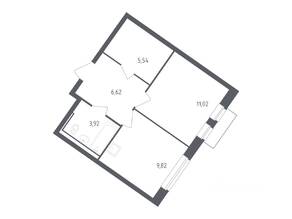 ЖК «Рублевский Квартал», планировка 1-комнатной квартиры, 36.50 м²