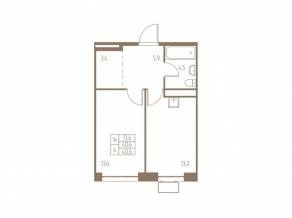 ЖК «Фабрикант», планировка 1-комнатной квартиры, 40.60 м²