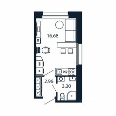 ЖК «Полис Новоселье», планировка студии, 22.94 м²