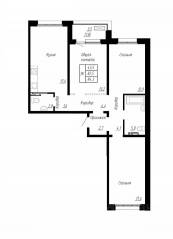 ЖК «Сибирь», планировка 3-комнатной квартиры, 84.30 м²