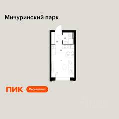 ЖК «Мичуринский парк», планировка студии, 21.40 м²