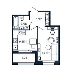 ЖК «Полис Новоселье», планировка 1-комнатной квартиры, 30.90 м²