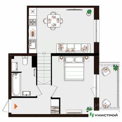 МЖК «Лисино», планировка 1-комнатной квартиры, 41.68 м²