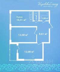 ЖК «Кировский Посад», планировка 2-комнатной квартиры, 47.30 м²