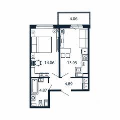 ЖК «Полис ЛАВрики», планировка 1-комнатной квартиры, 36.80 м²