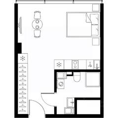 Апарт-комплекс «МОСКО», планировка студии, 29.60 м²