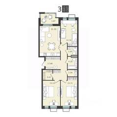 ЖК «Мишино-2», планировка 3-комнатной квартиры, 99.52 м²