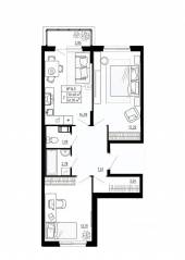 МЖК «Аннино Сити», планировка 2-комнатной квартиры, 61.95 м²