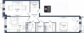 ЖК «Киноквартал», планировка 2-комнатной квартиры, 67.80 м²