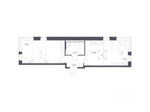ЖК «Новое Видное», планировка 1-комнатной квартиры, 45.52 м²