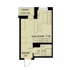 ЖК «ID Murino III», планировка студии, 26.50 м²