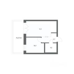 ЖК «NEWПИТЕР», планировка 1-комнатной квартиры, 39.77 м²