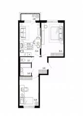 МЖК «Аннино Сити», планировка 2-комнатной квартиры, 63.01 м²