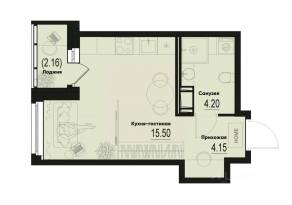 ЖК «ID Murino III», планировка студии, 24.93 м²