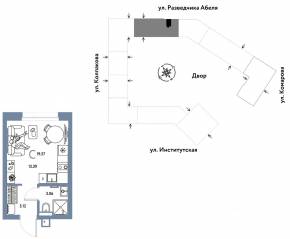 ЖК «Страна.Парковая», планировка студии, 19.57 м²