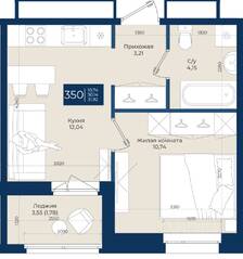 ЖК «Новатория», планировка 1-комнатной квартиры, 31.92 м²
