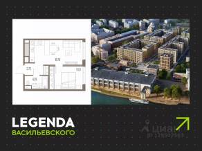 ЖК «LEGENDA Васильевского», планировка 1-комнатной квартиры, 37.81 м²