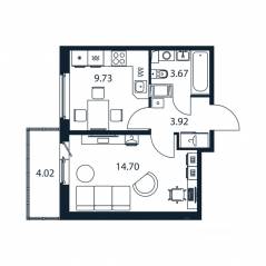 ЖК «Полис ЛАВрики», планировка 1-комнатной квартиры, 31.30 м²