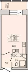ЖК «Экос», планировка студии, 26.80 м²