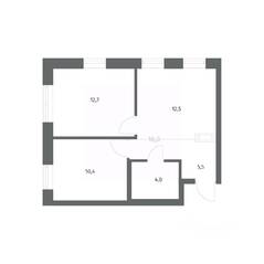 ЖК «NEWПИТЕР», планировка 2-комнатной квартиры, 45.20 м²