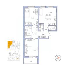 ЖК «IQ Гатчина», планировка 2-комнатной квартиры, 78.20 м²