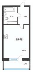 ЖК «Левитан», планировка студии, 29.69 м²