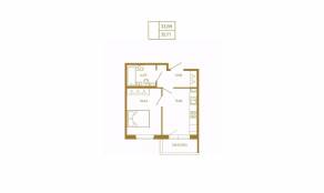 МЖК «Новая история», планировка 1-комнатной квартиры, 35.71 м²
