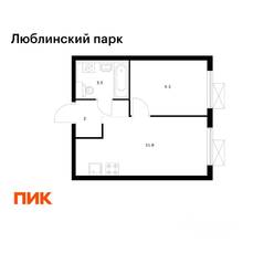 ЖК «Люблинский парк», планировка 1-комнатной квартиры, 31.60 м²