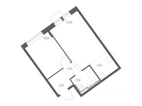 ЖК «Молжаниново», планировка 1-комнатной квартиры, 40.77 м²